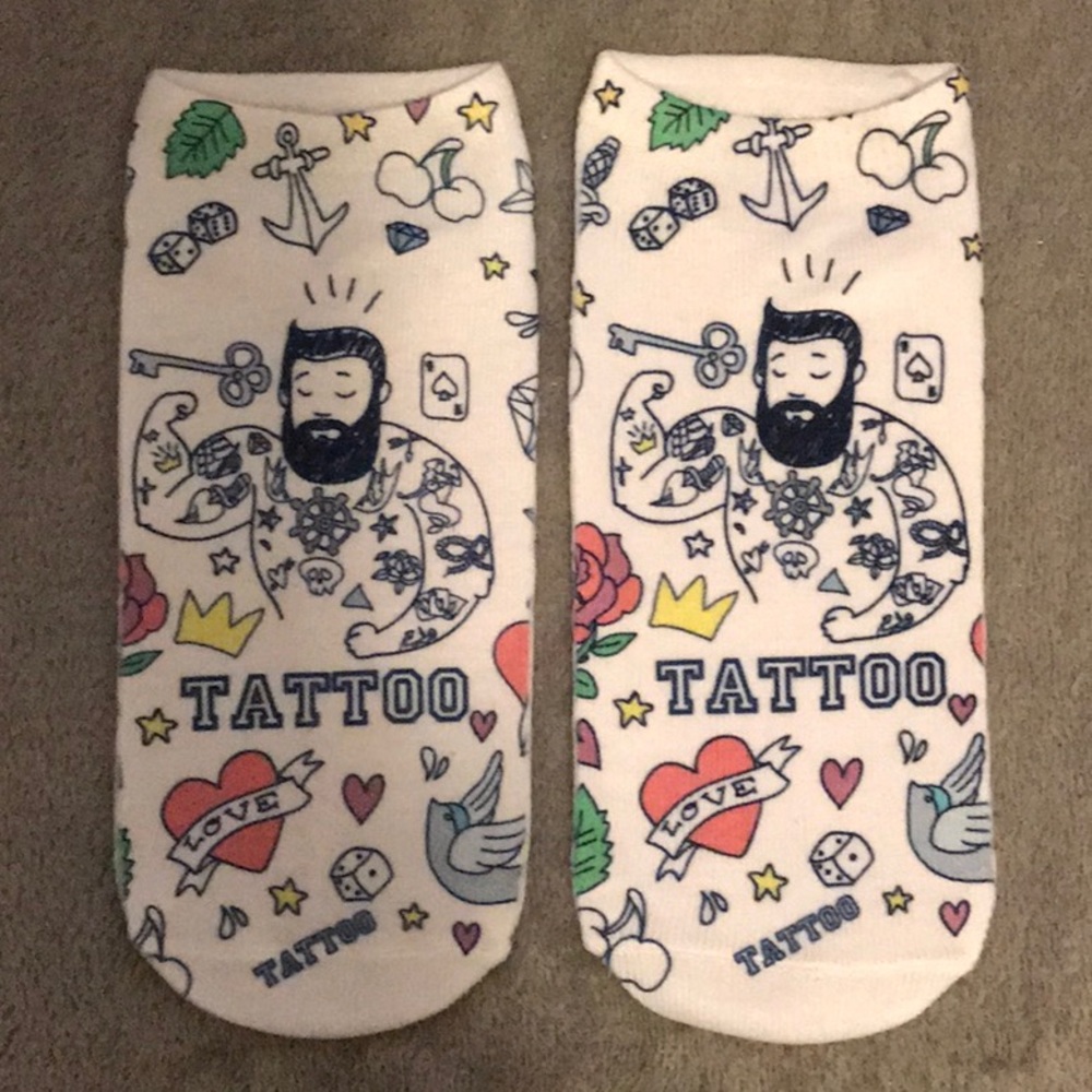 Salty Sailor tattoo ankle socks